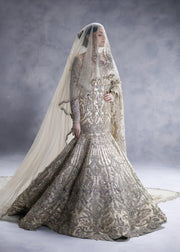 Elegant Pakistani Bridal Dress in Wedding Gown Dupatta Style