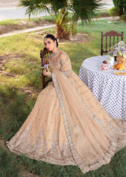 Elegant Pakistani Bridal Outfit in Lehenga Pishwas Frock Style