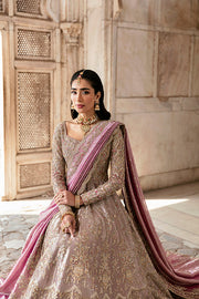 Elegant Pakistani Bridal Outfit in Pishwas Frock Lehenga Style