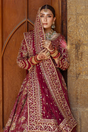 Elegant Pakistani Bridal Outfit in Plum Lehenga Choli Style