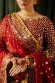 Elegant Pakistani Wedding Dress in Maroon Lehenga Choli Style