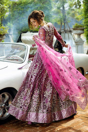 Elegant Pakistani Wedding Dress in Net Magenta Pishwas Style