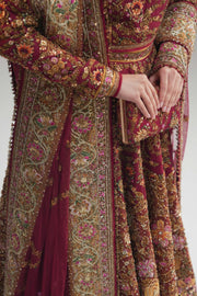 Elegant Pakistani Wedding Dress in Net Red Lehenga Choli Style