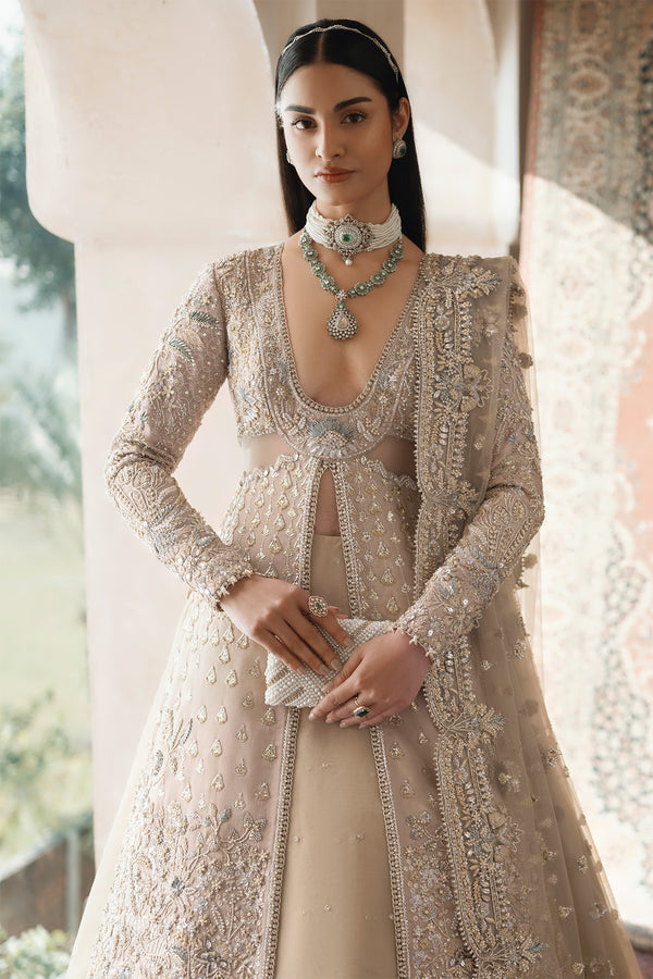 Elegant Pakistani Wedding Dress in Open Kameez Lehenga Style