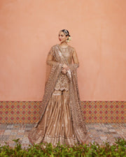 Elegant Pakistani Wedding Dress in Shirt and Gharara Style