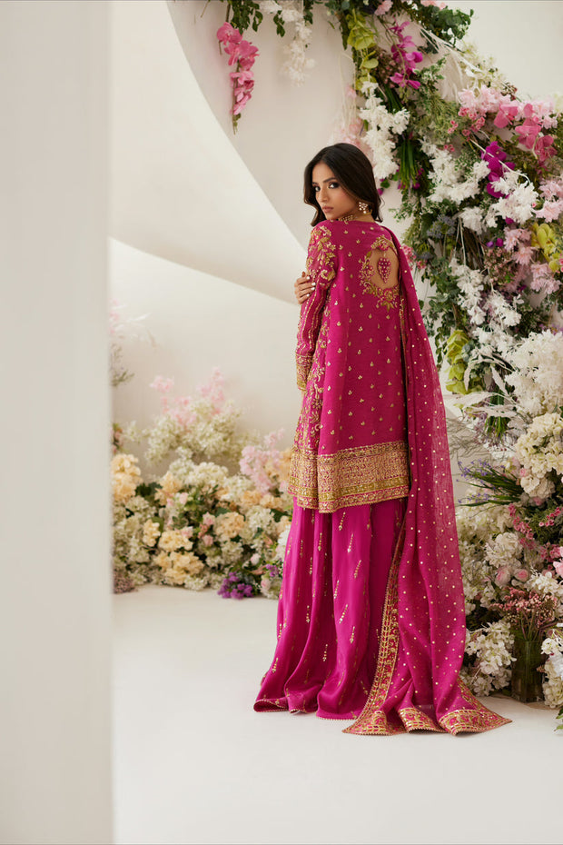 Elegant Pink Kameez Sharara Dupatta Pakistani Wedding Dress