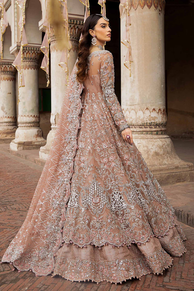 Elegant Pink Pakistani Bridal Dress in Frock and Lehenga Style