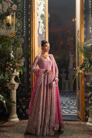 Elegant Pink Pakistani Bridal Dress in Pishwas Frock Style