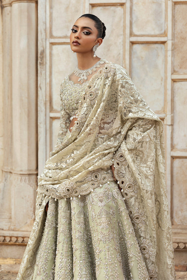 Elegant Pistachio Green Lehenga and Choli Bridal Wedding Dress