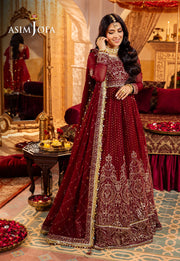 Elegant Red Luxury Embroidered Pakistani Party Dress in Frock Style