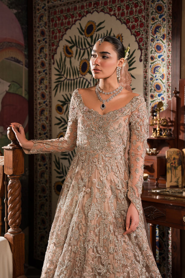 Elegant Pink Embroidered Pakistani Bridal Dress Pishwas gown