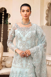 Embellished Aqua Blue Pakistani Party Dress in Pishwas Style