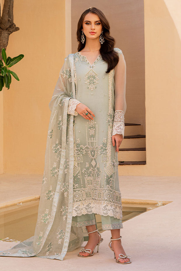 Embellished Kameez Trouser Blue Pakistani Wedding Dress