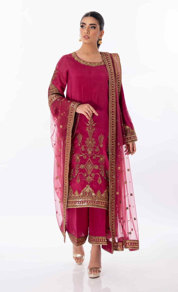 Embellished Kameez Trouser Dress for Pakistani Wedding