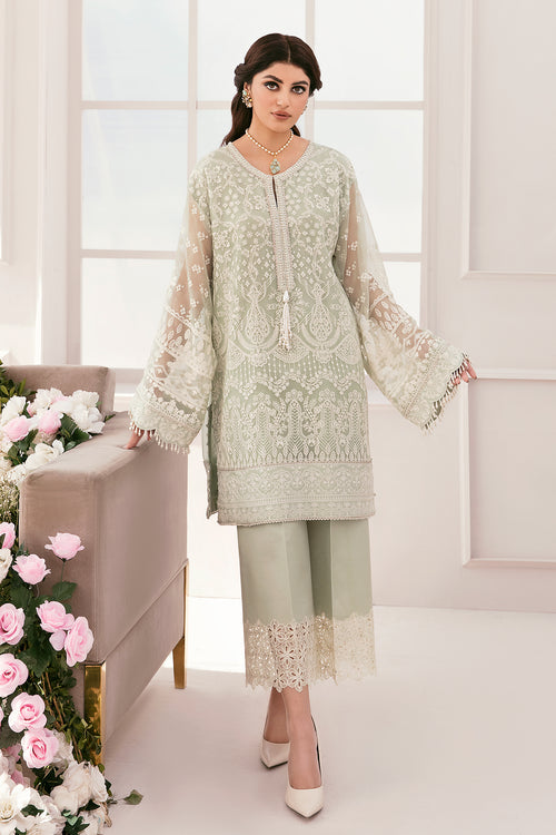 Embroidered Green Pakistani Party Dress in Chiffon