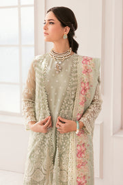 Embroidered Green Pakistani Party Dress in Premium Chiffon