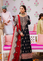 Embroidered Kameez Trouser and Dupatta Style Pakistani Black Dress