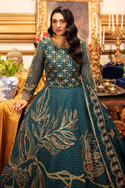 Embroidered Pakistani Wedding Dress Pishwas Frock Zinc Shade