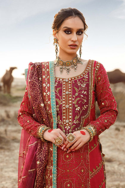 Embroidered Red Salwar Kameez Pakistani Party Dresses – Nameera by Farooq