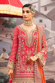 Embroidered Pakistani Party Dress Shocking Pink Sharara Kameez