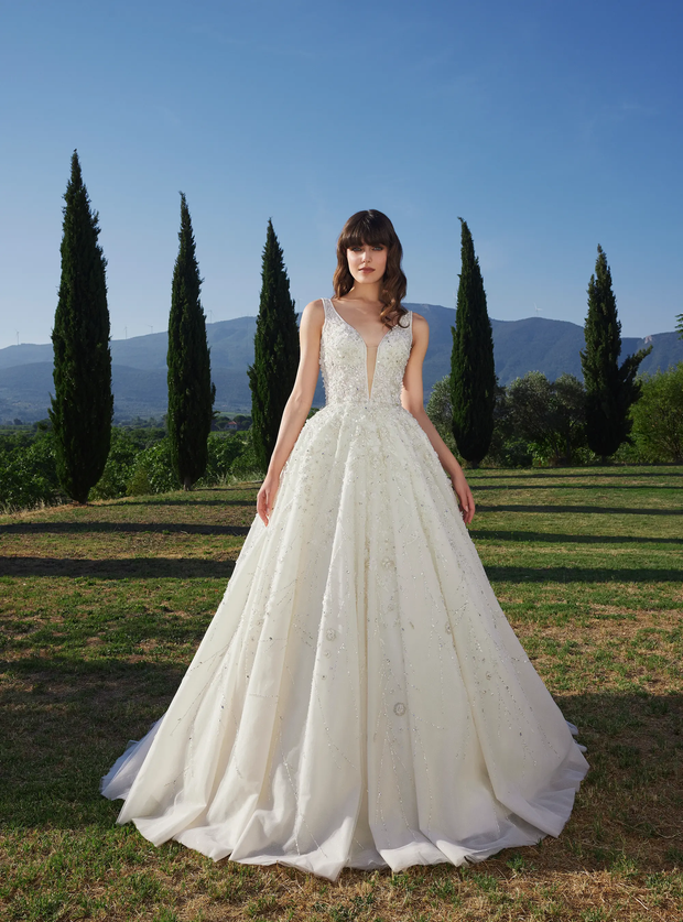 Fairy style Elegant Bridal Gown Enchanted Floral Ball Gown Dress