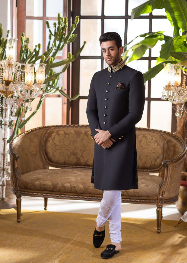 Gold Sequins Tilla Marori Embellished Pakistani Groom Dress