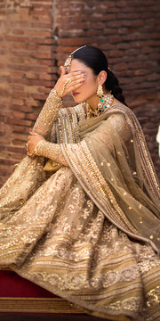 Golden Gharara Kameez Pakistani Wedding Dress