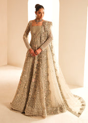 Gown and Lehenga Style Silver Grey Pakistani Bridal Dress