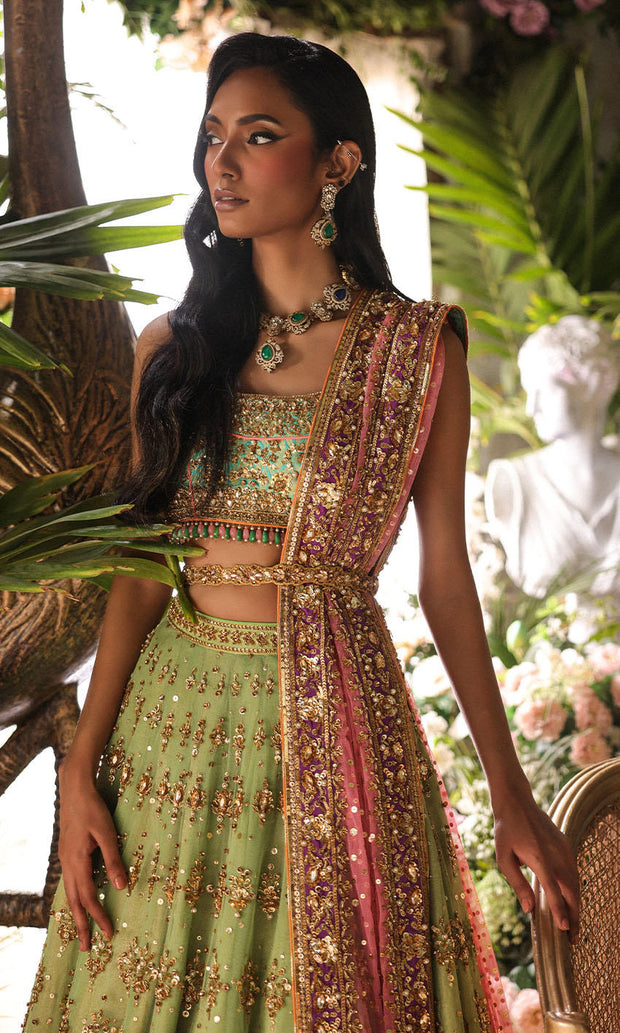 Green Lehenga and Choli Indian Bridal Dress