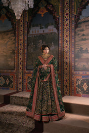 Green Pakistani Mehndi Dress in Pishwas Style