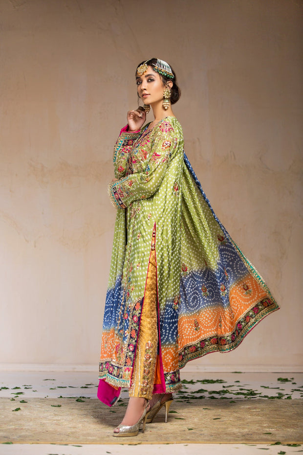 Green Silk Salwar Kameez Pakistani Wedding Dress