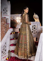 Grey Pakistani Wedding Dress in Kalidar Pishwas Style