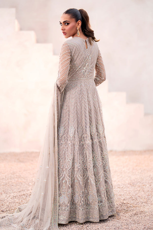 Heavily Embellished Grey Shade Pakistani Wedding Gown Style