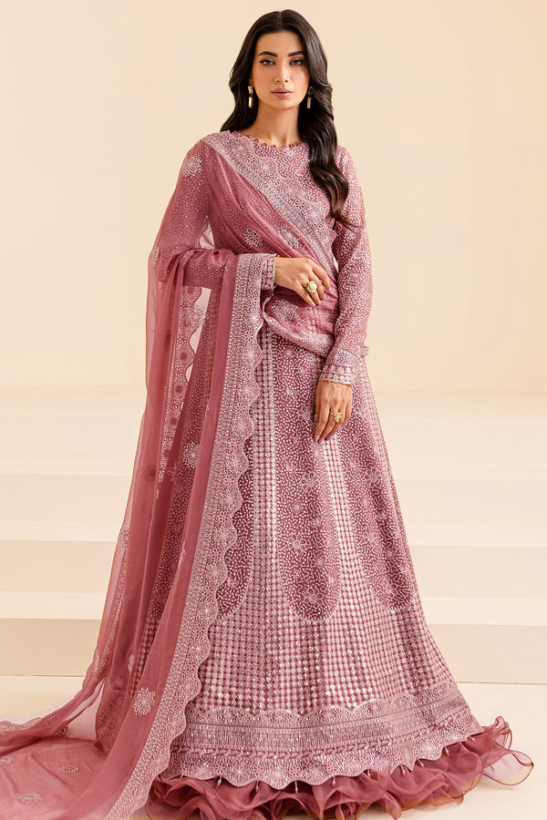 Heavily Embellished Lilac Pakistani Wedding Dress in Pishwas Style