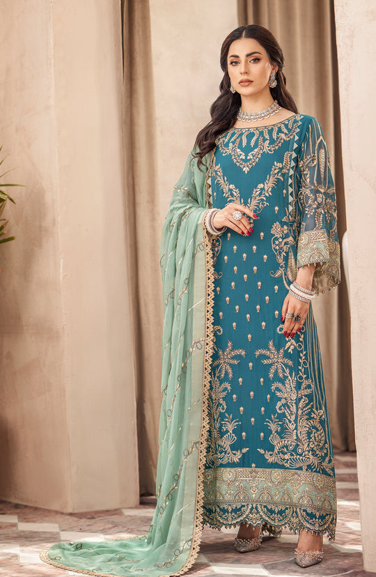 Embellished Pakistani Kameez Wedding Dress in Zinc Color – Nameera by ...