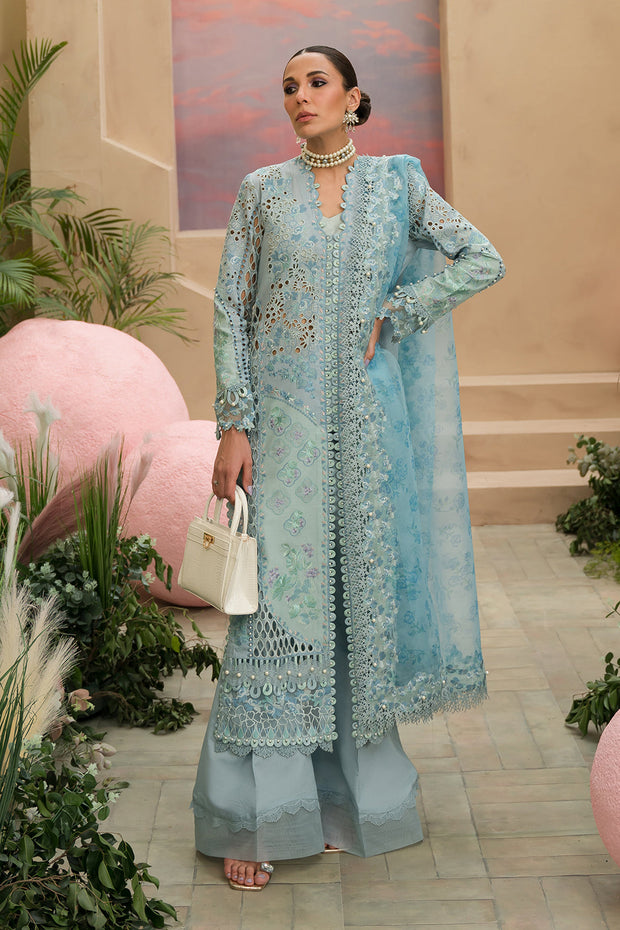 Ice Blue Heavily Embellished Gown Style Pakistani Party Dress