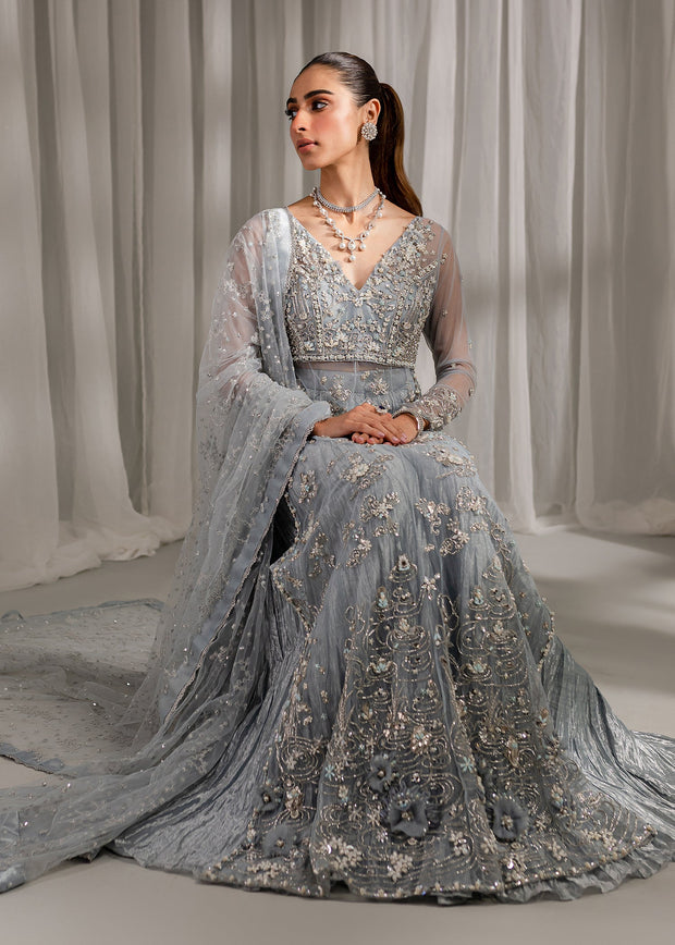 Ice Blue Heavy Embroidered Sharara Shirt Pakistani Wedding Dress