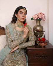 Ice Blue Kameez Sharara Style Pakistani Wedding Dress Online