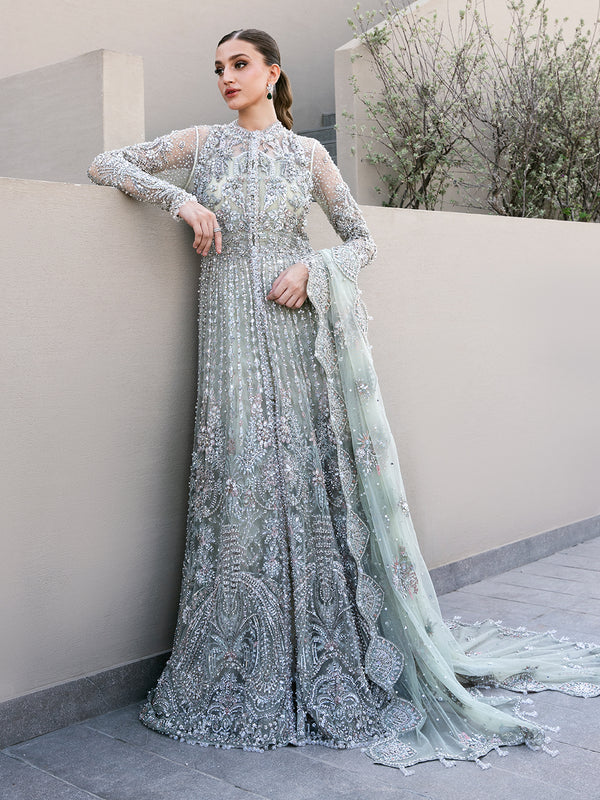 Ice Blue Open Gown Dupatta Pakistani Wedding Dress in Fremont