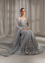 Ice Blue Shade Embroidered Sharara Shirt Pakistani Wedding Dress