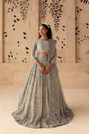 Ice Grey Organza Lehenga Choli Pakistani Bridal Dress