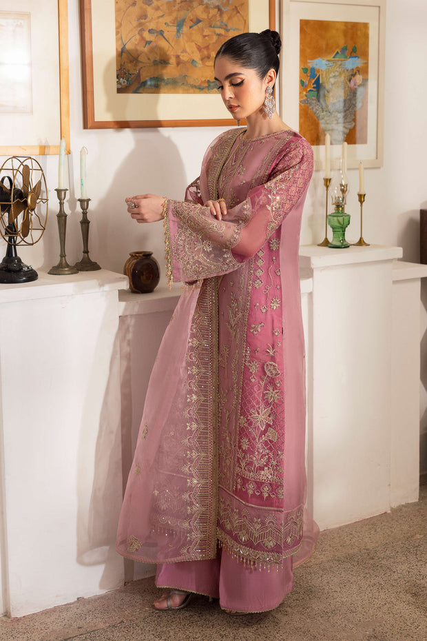 Imperial Pastel Pink Organza Shirt with Pants Pakistani Wedding Dress