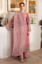 Imperial Pastel Pink Straight Organza Shirt with Pants Pakistani Wedding Dress