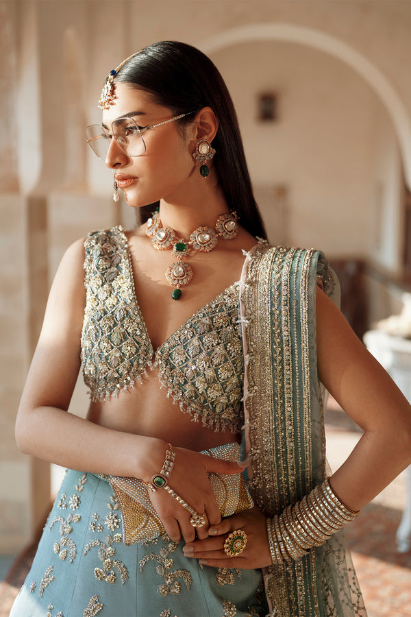 Indian Bridal Dress in Blue Lehenga and Choli Style Online