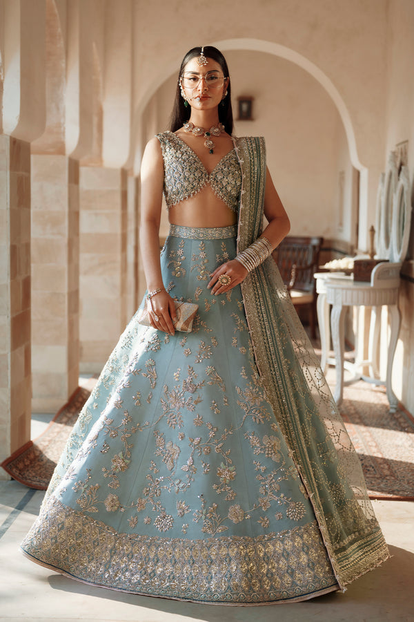 Indian Bridal Dress in Blue Lehenga and Choli Style