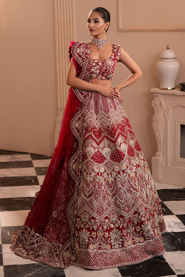 Indian Bridal Dress in Red Choli and Lehenga Style Online