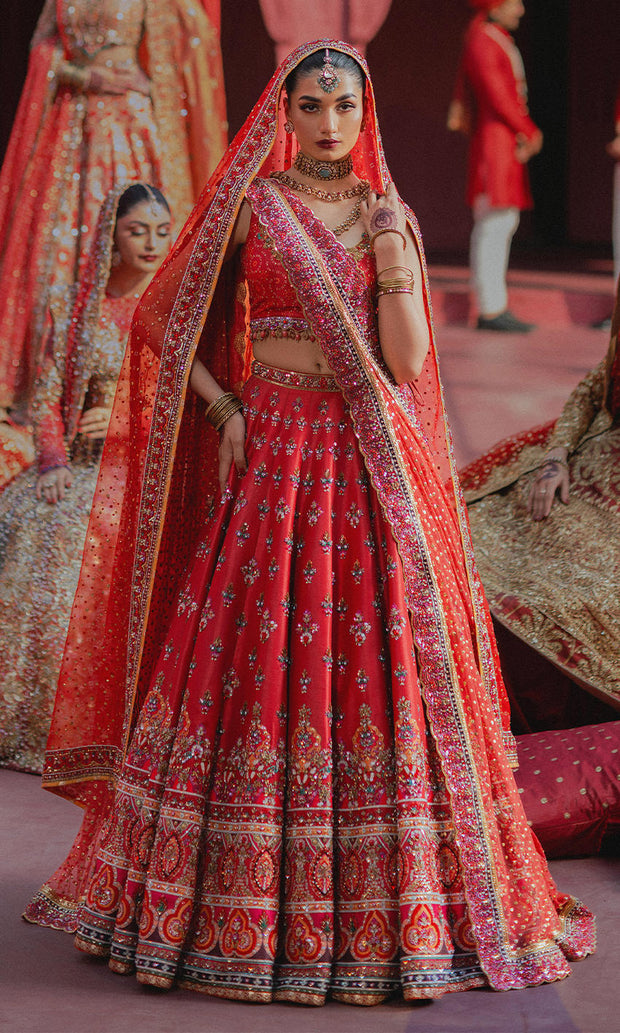 Indian Wedding Dress in Raw Silk Choli Lehenga Style