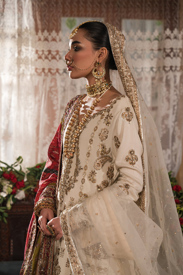 Ivory Gold Pakistani Bridal Dress Classic Kameez Gharara