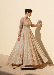 Ivory Pakistani Bridal Dress in Lehenga and Gown Style Online