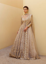 Ivory Pakistani Bridal Dress in Lehenga and Gown Style